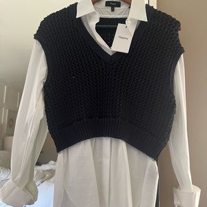 Theory sweater and white cotton shirt/one piece